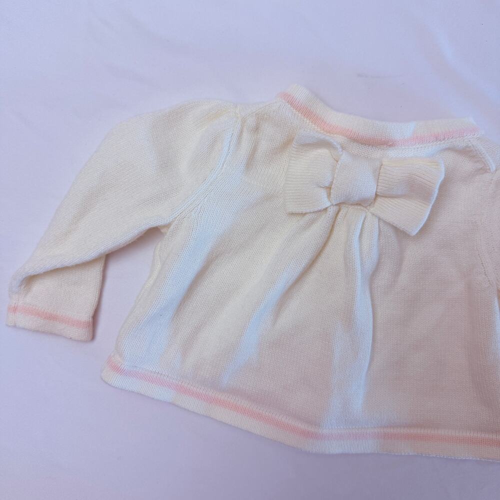 Janie and Jack 100% Cotton Cropped Cardigan Sweater w/ Bow On Back Sz 3-6 mo